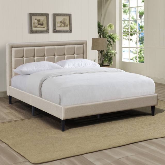 Brooklyn King Size Stone Buttoned Headboard Bed Frame - image 1