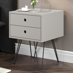 Telford 2 Drawer Light Grey Metal Legs Bedside Table - thumbnail 1