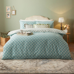 furn. Krissa King Size Blue Block Printed Duvet Set