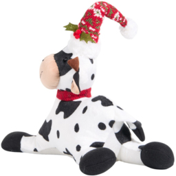 Sleigh Bells Ring Black and White Sitting Christmas Cow 35cm - thumbnail 3