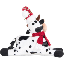 Sleigh Bells Ring Black and White Sitting Christmas Cow 35cm - thumbnail 4