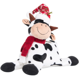 Sleigh Bells Ring Black and White Sitting Christmas Cow 35cm - thumbnail 2
