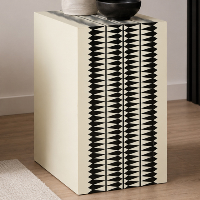 Premier Housewares Issey Black and White Resin Side Table - image 1