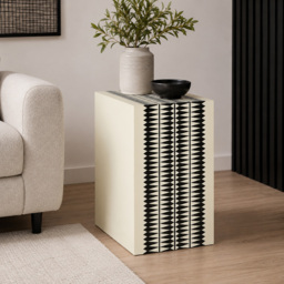 Premier Housewares Issey Black and White Resin Side Table - thumbnail 2