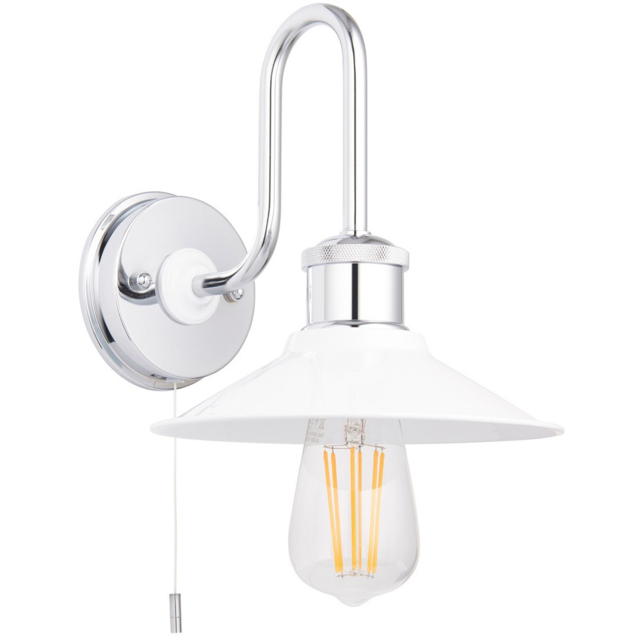 Merano Fiumicino Gloss White Chrome Plate Bathroom Wall Light - image 1