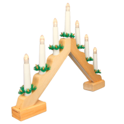 Shatchi 7 Pre-Lit LED Natural Traditional Wooden Candle Bridge Christmas Decoration