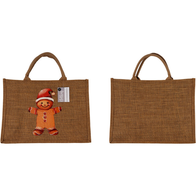 Hessian Christmas Shopping Bag Large - Brown - image 1