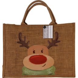 Hessian Christmas Shopping Bag Large  - Brown - thumbnail 4