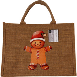 Hessian Christmas Shopping Bag Large  - Brown - thumbnail 2