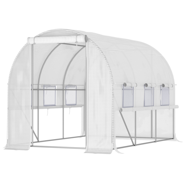 Outsunny White Polytunnel Greenhouse 9.5 x 6.5ft - image 1