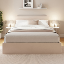 GFW Natural King Size Velvet End Lift Ottoman Bed - thumbnail 1