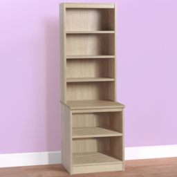 R White Cabinets Brown 6 Shelf Bookcase with Hutch