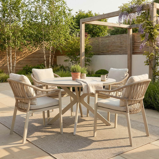 Hampton Dining Table and Chair Set Neutral - image 1