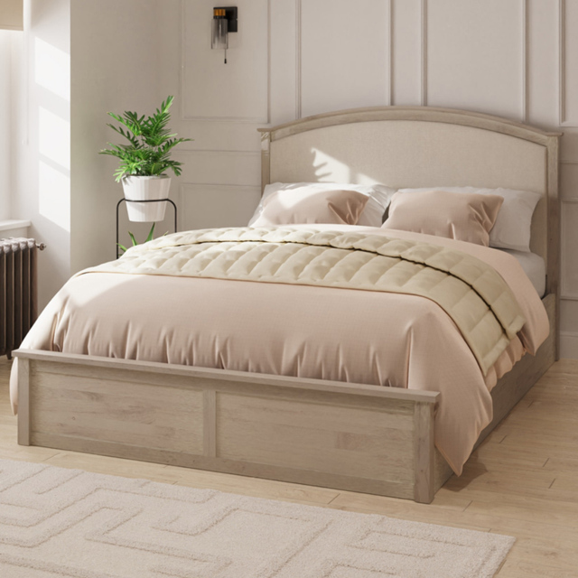 GFW Madrid King Size Limed Oak Ottoman Bed - image 1