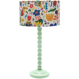 ValueLights Bobbins Fabric Jungle Sage Green LED Table Lamp