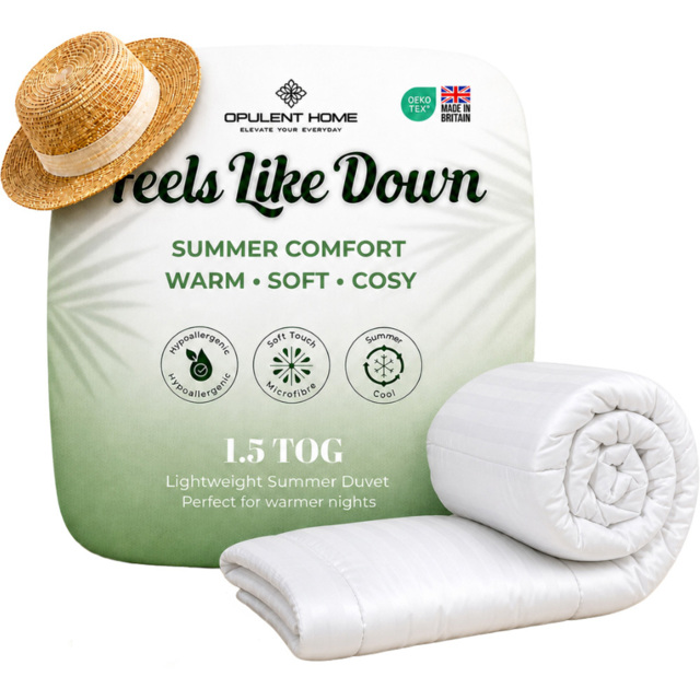 Opulent Home White Single Hollowfibre Summer Duvet 1.5 Tog