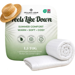 Opulent Home White Single Hollowfibre Summer Duvet 1.5 Tog