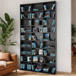 tectake Christel 27 Shelf Black CD Shelf