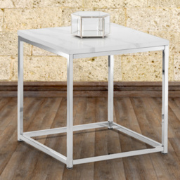 Julian Bowen Scala Chrome and White Marble Top Lamp Table