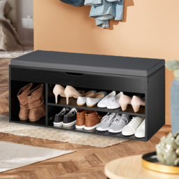 tectake Natalya 4 Compartment Black Shoe Bench