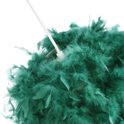 Happy Homewares Forest Green Feather Decorated Ceiling Pendant Shade - thumbnail 3