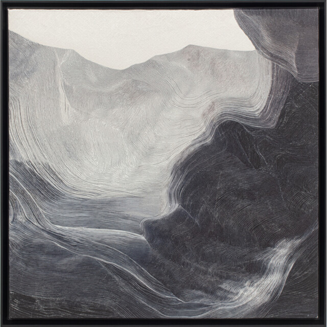 Abstract Black Monochrome Framed Art 80 x 80cm - image 1