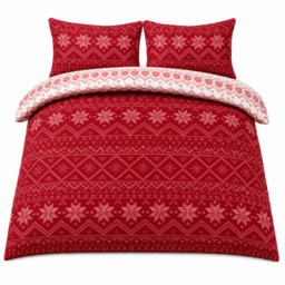 Smart Living Red King Size Fairisle Fleece Duvet Set - thumbnail 2