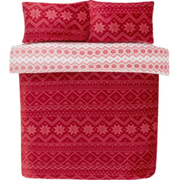 Smart Living Red King Size Fairisle Fleece Duvet Set - thumbnail 3