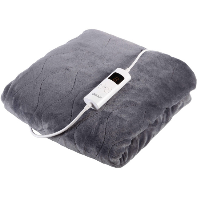 Carmen Fleece Grey Electric Heated Throw Over Blanket 160 x 130cm - image 1