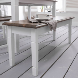 Noa and Nani Canterbury White and Dark Pine Dining Bench 127cm - thumbnail 1