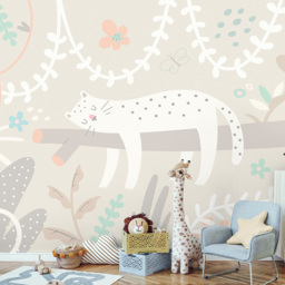 Origin Murals Sleeping Jungle Leopard Grey Wall Mural