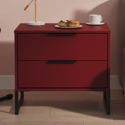 Crowndale Hong Kong 2 Drawer Red Matt Side Table Ready Assembled