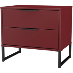 Crowndale Hong Kong 2 Drawer Red Matt Side Table Ready Assembled - thumbnail 2