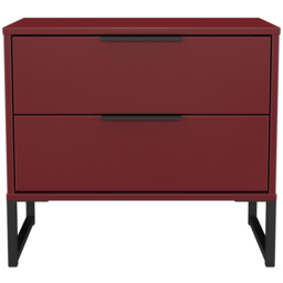 Crowndale Hong Kong 2 Drawer Red Matt Side Table Ready Assembled - thumbnail 3