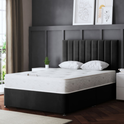 DS Living Amelia Small Double Black Upholstered Panel Divan Bed