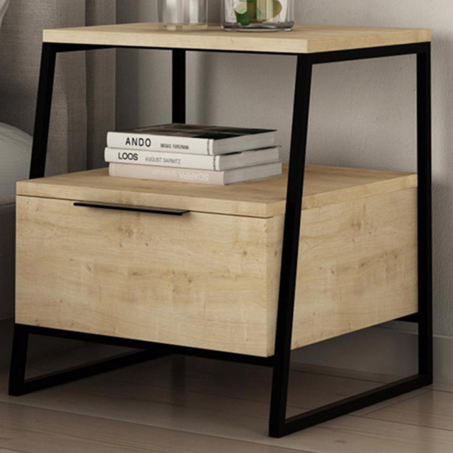 FWStyle Pal Oak Single Door Bedside Table - image 1