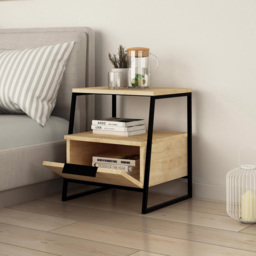 FWStyle Pal Oak Single Door Bedside Table - thumbnail 3