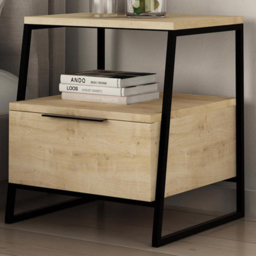 FWStyle Pal Oak Single Door Bedside Table - thumbnail 1