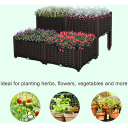 Outsunny Brown Raised Garden Bed Planter 4 Pack - thumbnail 4