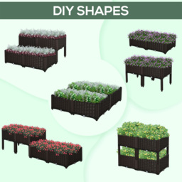 Outsunny Brown Raised Garden Bed Planter 4 Pack - thumbnail 3