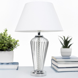 Adeline Chrome and White Table Lamp - thumbnail 2
