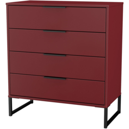 Crowndale Hong Kong 4 Drawer Red Matt Chest of Drawers Ready Assembled - thumbnail 2