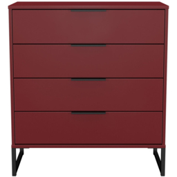 Crowndale Hong Kong 4 Drawer Red Matt Chest of Drawers Ready Assembled - thumbnail 3