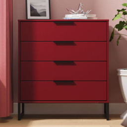 Crowndale Hong Kong 4 Drawer Red Matt Chest of Drawers Ready Assembled - thumbnail 1