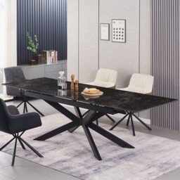 Henley 6 Seater Black Extending Dining Table - thumbnail 1