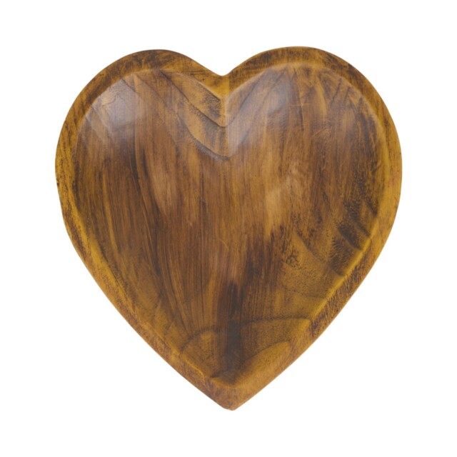 Heart Shape Natural Brown Wooden Bowl - image 1