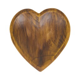 Heart Shape Natural Brown Wooden Bowl