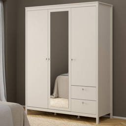 Florence Madrid Cashmere 3 Door 2 Drawer Mirrored Wardrobe - thumbnail 1
