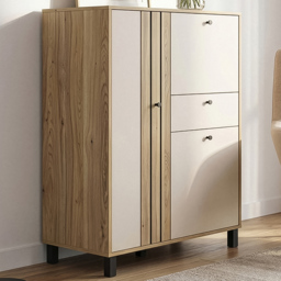 Florence Grafton 3 Door Single Drawer Cream and Oak Sideboard