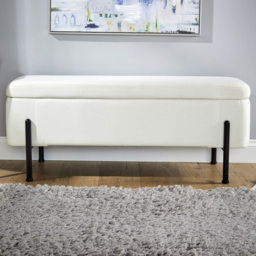 Home Source White Boucle Storage Ottoman